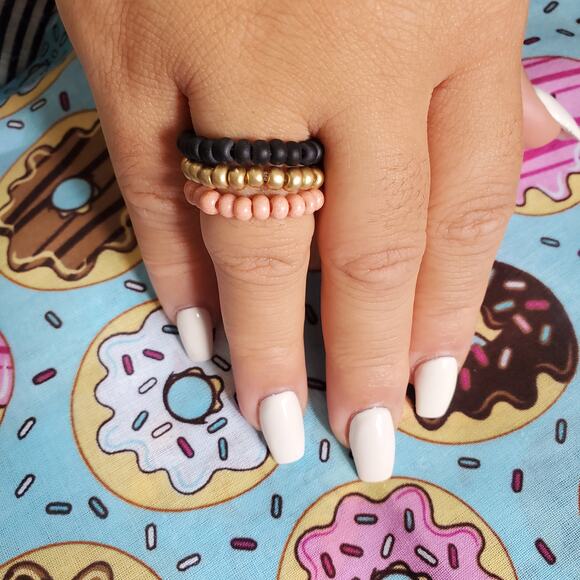 Seed Bead Flexible Ring Set  - Dessert First - Picture 1 of 3